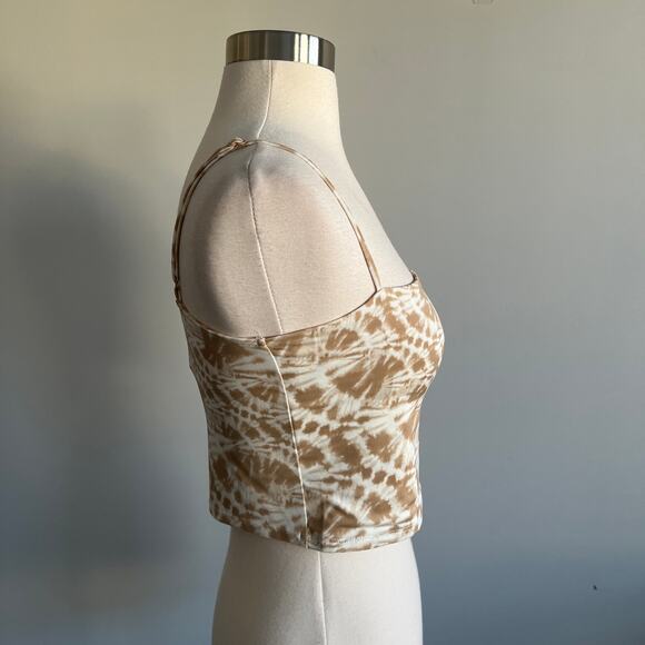 Express Body Contour Crop Tank Top Tan Tie Dye Medium M NWT - Picture 2 of 10